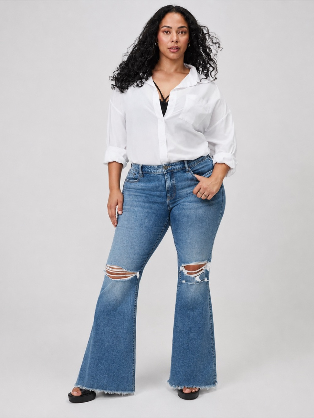 Torrid Perfect Super-Flare Tall Mid-Rise Distressed Jeans
